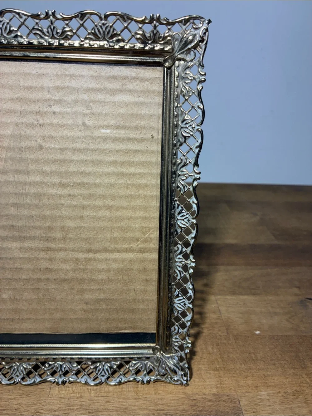 Vintage Gold Tone Filigree 5x7 Metal Picture Frame Ornate Lattice Floral